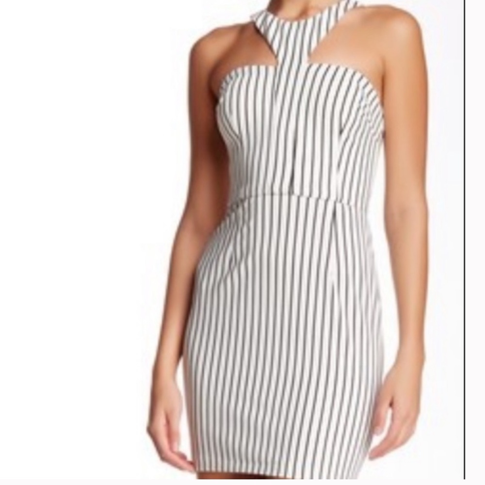 Hailey Logan by Adrianna Papel striped halter dress- Black / White Size XS